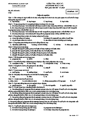 Đề kiểm tra học kì II môn Sinh học Lớp 11 (Ban nâng cao) - Mã đề 357 - Trường THPT Lê Lợi